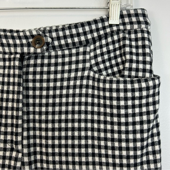 Anthropolgie Essential Crop Gingham Cuffed Pants Black/White Size 6 - Picture 4 of 9